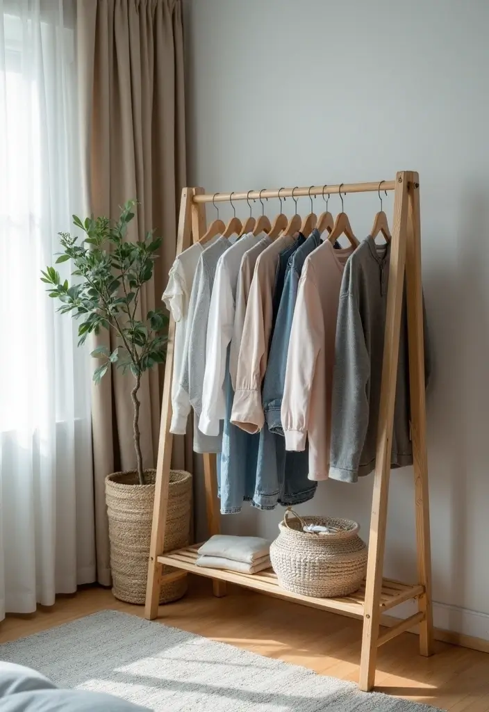 25+ Bedroom Corner Ideas That Use Space Beautifully 16 25+ Bedroom Corner Ideas That Use Space Beautifully - 16. Corner Drying Rack for Laundry