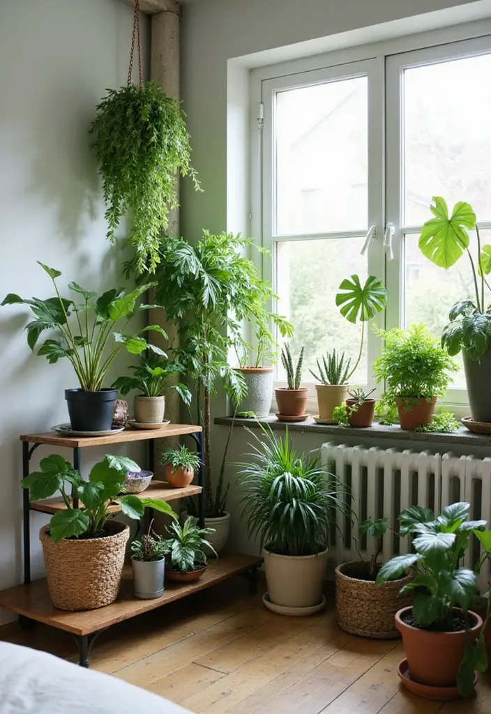 25+ Bedroom Corner Ideas That Use Space Beautifully 3 25+ Bedroom Corner Ideas That Use Space Beautifully - 3. Decorative Plant Corner