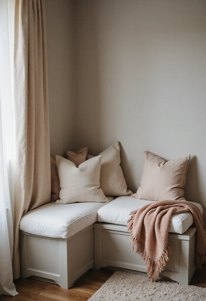 25+ Bedroom Corner Ideas That Use Space Beautifully 8 25+ Bedroom Corner Ideas That Use Space Beautifully - 8. Soft Corner Bench