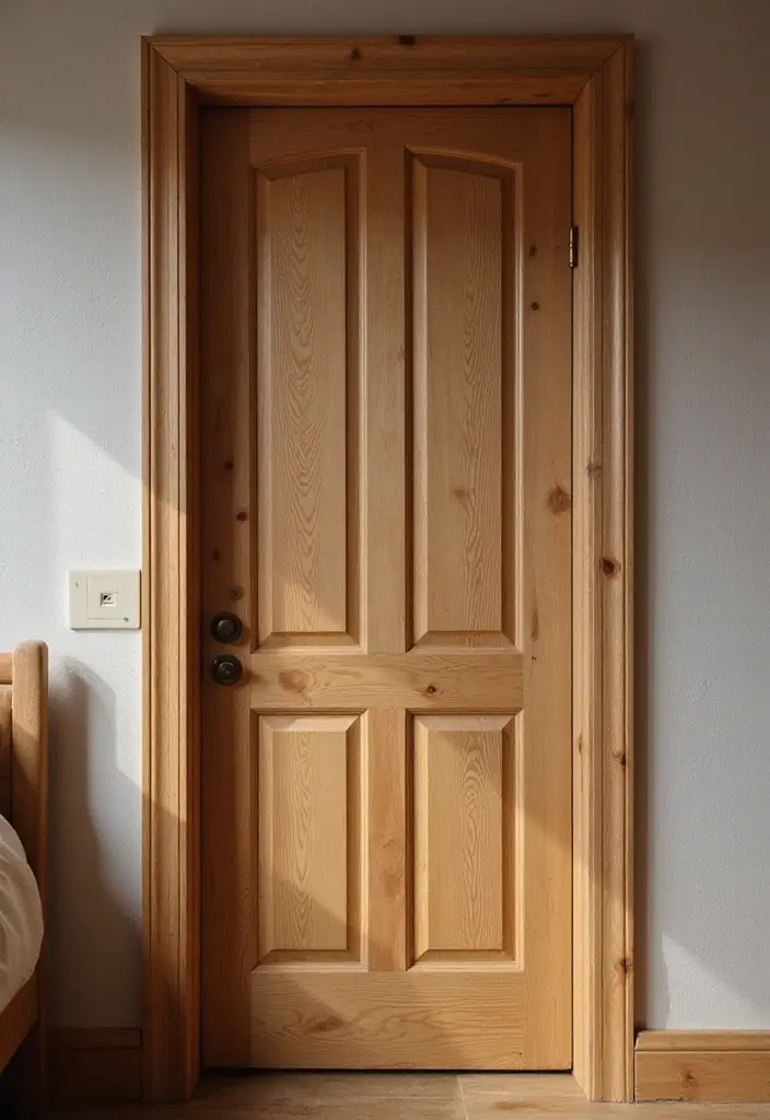 25+ Bedroom Door Design Ideas That Make a Statement 14 25+ Bedroom Door Design Ideas That Make a Statement - 14. Natural Wood Finishes