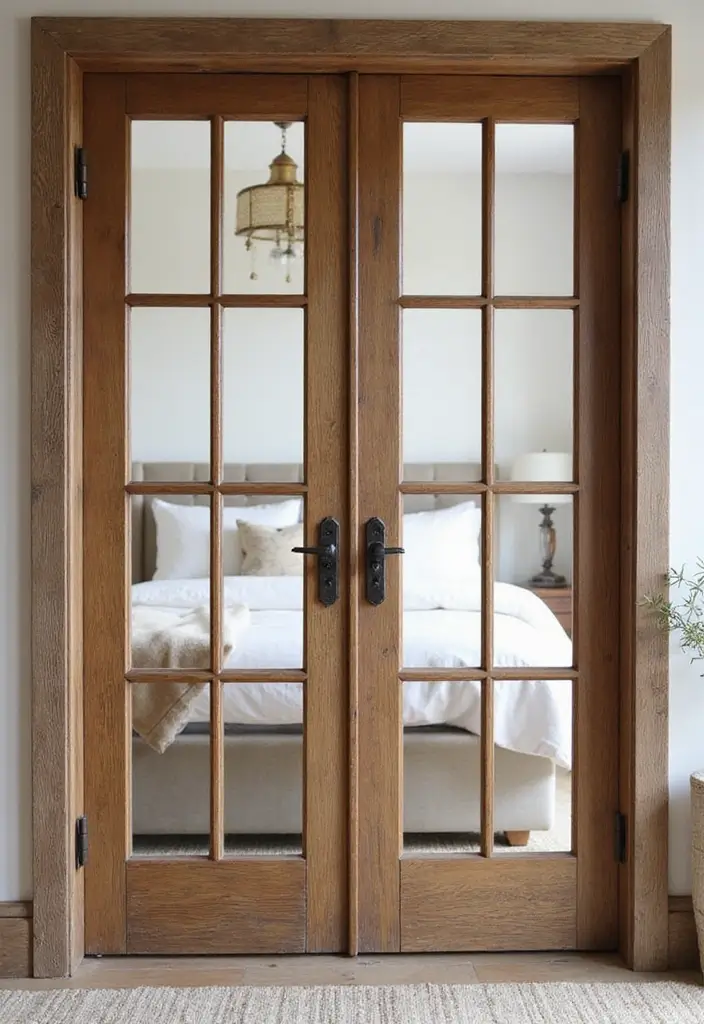 25+ Bedroom Door Design Ideas That Make a Statement 21 25+ Bedroom Door Design Ideas That Make a Statement - 21. Rustic French Doors
