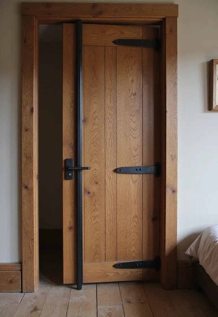 25+ Bedroom Door Design Ideas That Make a Statement 6 25+ Bedroom Door Design Ideas That Make a Statement - 6. Wood and Metal Fusion