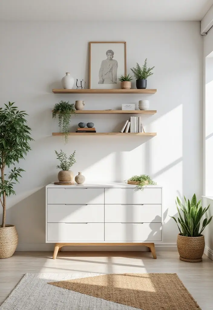 25+ Bedroom Dresser Decor Ideas That Instantly Upgrade Your Space 1 25+ Bedroom Dresser Decor Ideas That Instantly Upgrade Your Space - 1. Floating Shelves Above the Dresser