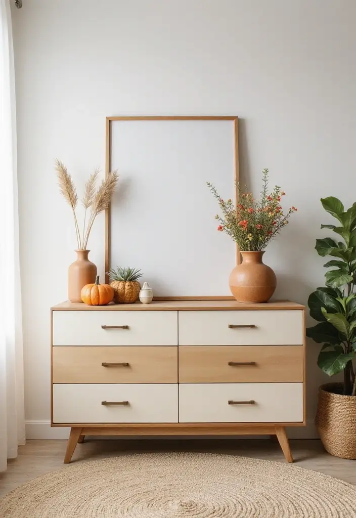 25+ Bedroom Dresser Decor Ideas That Instantly Upgrade Your Space 12 25+ Bedroom Dresser Decor Ideas That Instantly Upgrade Your Space - 12. Seasonal Decor Swaps
