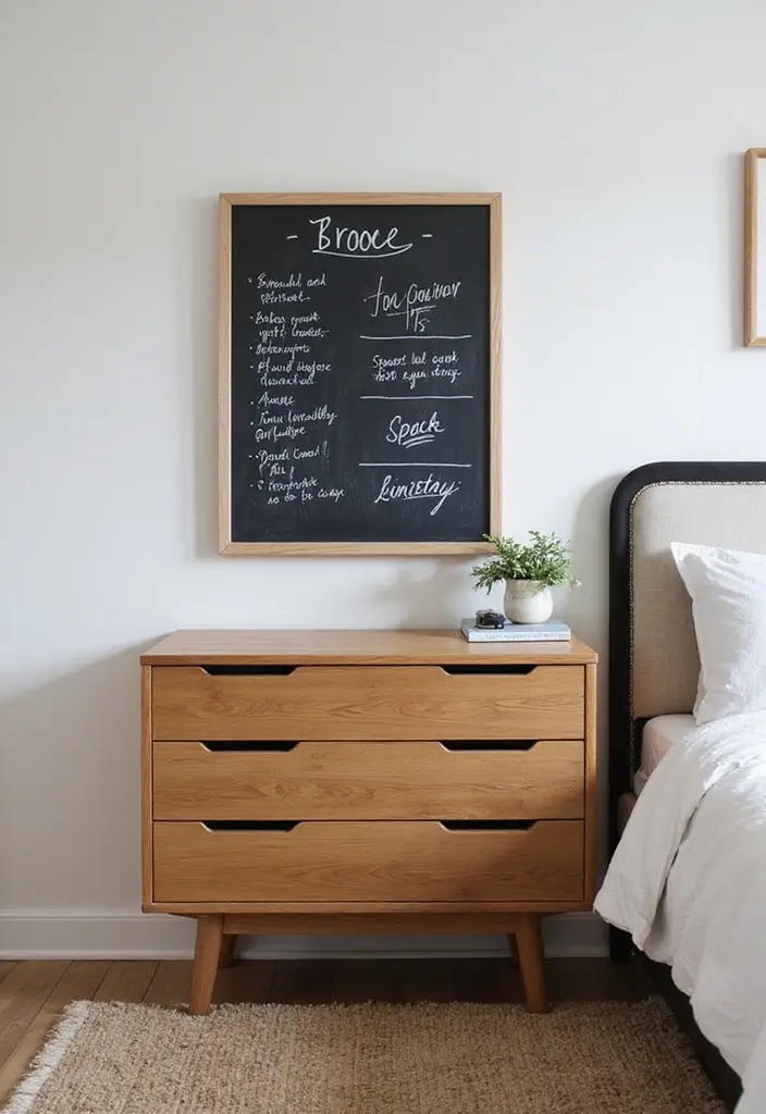 25+ Bedroom Dresser Decor Ideas That Instantly Upgrade Your Space 24 25+ Bedroom Dresser Decor Ideas That Instantly Upgrade Your Space - 24. Incorporating a Chalkboard or Whiteboard