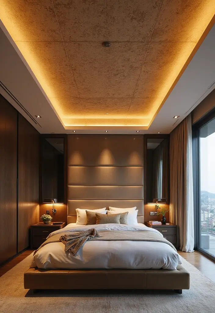 25+ Bedroom False Ceiling Design Ideas That Add Drama 18 25+ Bedroom False Ceiling Design Ideas That Add Drama - 18. Illuminated Paneling