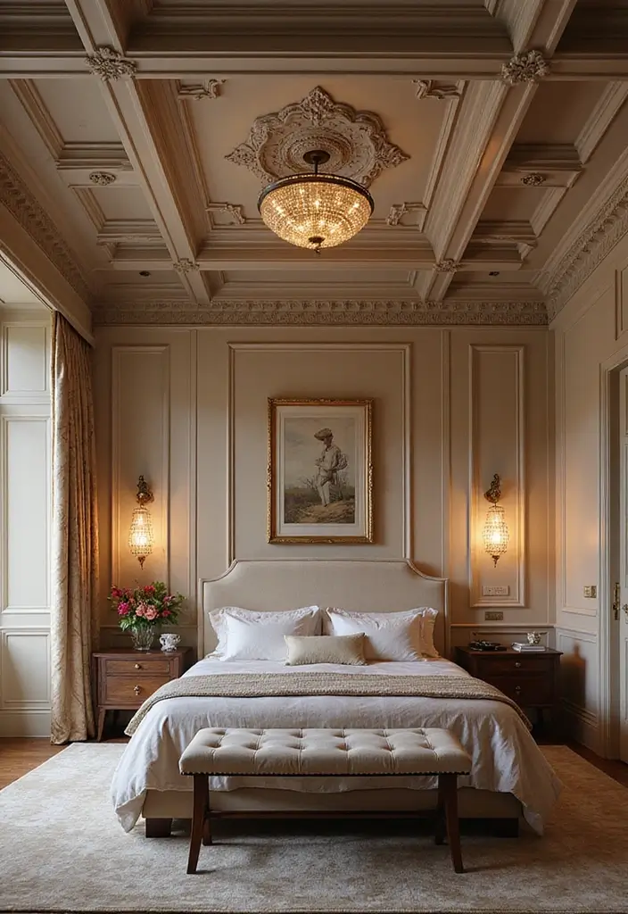 25+ Bedroom False Ceiling Design Ideas That Add Drama 25 25+ Bedroom False Ceiling Design Ideas That Add Drama - 25. Classic Coffered Ceilings