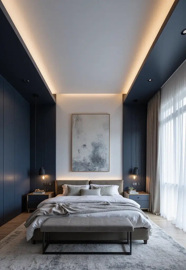 25+ Bedroom False Ceiling Design Ideas That Add Drama 5 25+ Bedroom False Ceiling Design Ideas That Add Drama - 5. Contrasting Colors