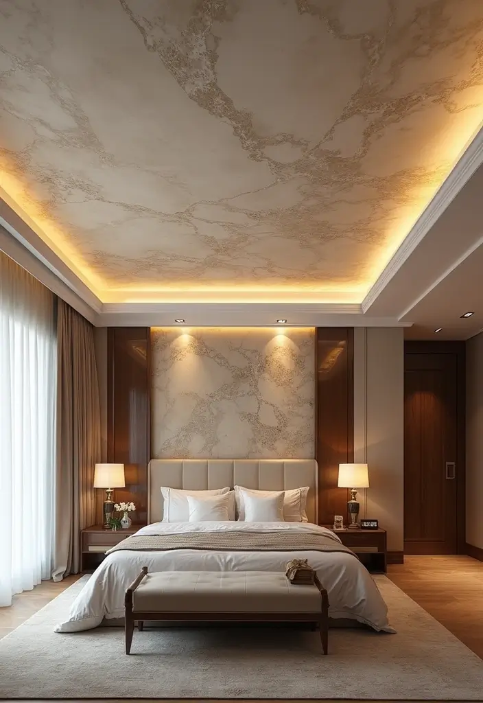 25+ Bedroom False Ceiling Design Ideas That Add Drama 6 25+ Bedroom False Ceiling Design Ideas That Add Drama - 6. Faux Finish