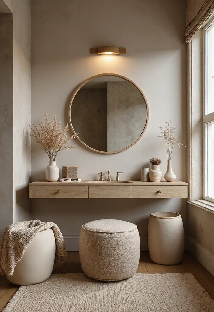 25+ Bedroom Vanity Ideas That Feel Modern and Chic 15 25+ Bedroom Vanity Ideas That Feel Modern and Chic - 15. Textured Fabrics