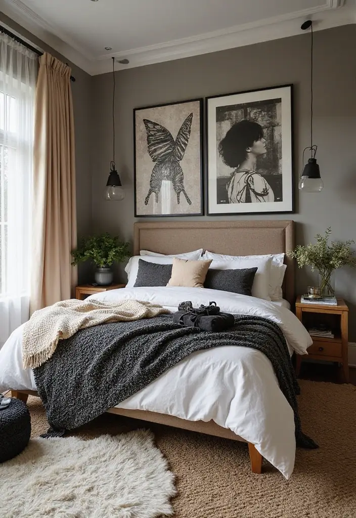 25+ Black and Beige Bedroom Ideas for Elegant Contrast - 12. Playful Patterns