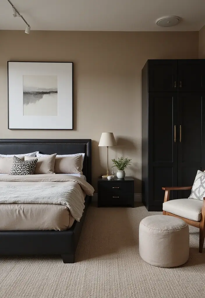 25+ Black and Beige Bedroom Ideas for Elegant Contrast - 14. Bold Furniture Choices