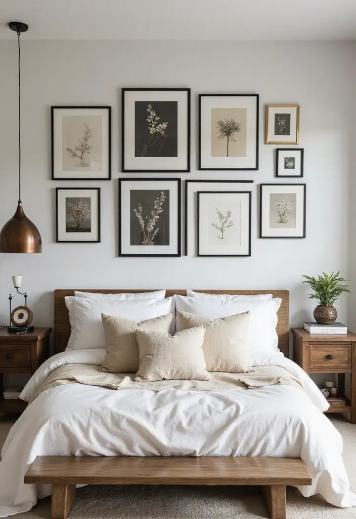 25+ Black and Beige Bedroom Ideas for Elegant Contrast - 17. Wall Art Displays