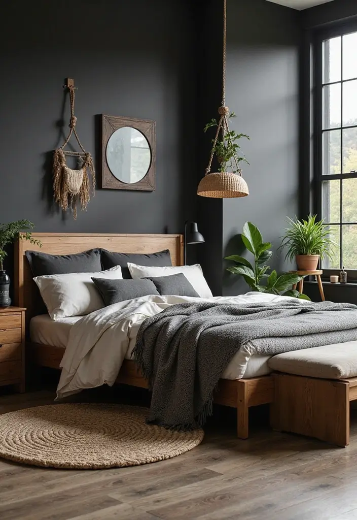 25+ Black and Beige Bedroom Ideas for Elegant Contrast - 25. Outdoor-Inspired Decor