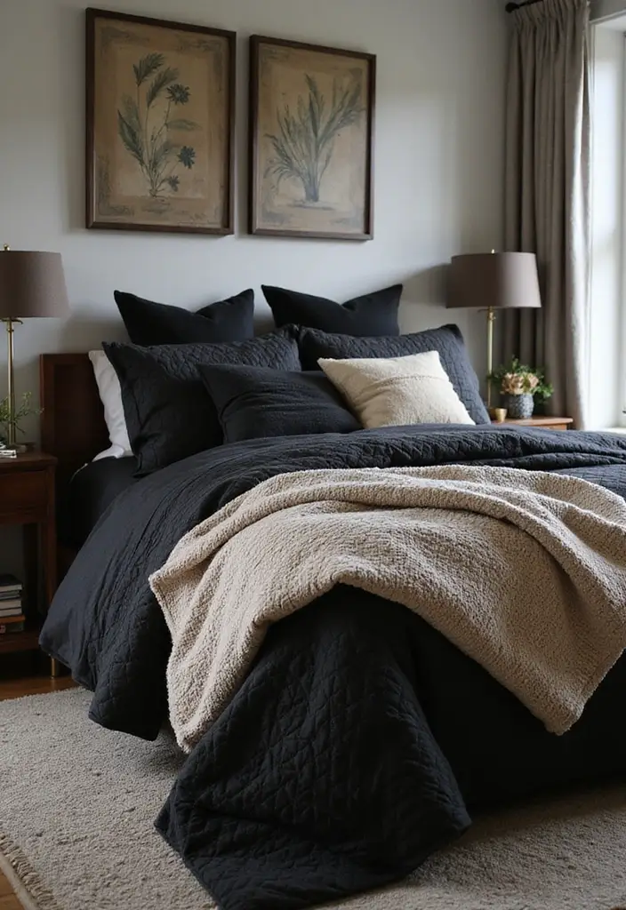 25+ Black and Beige Bedroom Ideas for Elegant Contrast - 4. Textured Bedding