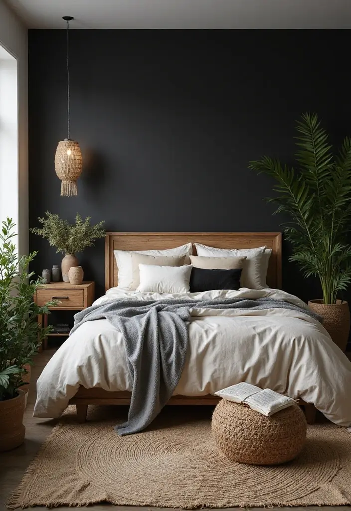 25+ Black and Beige Bedroom Ideas for Elegant Contrast - 7. Natural Elements