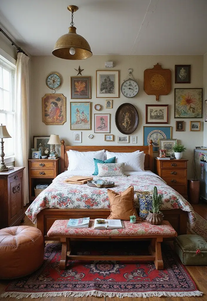 25+ Colourful Bedroom Ideas to Brighten Any Space - 11. Eclectic Decor Mix