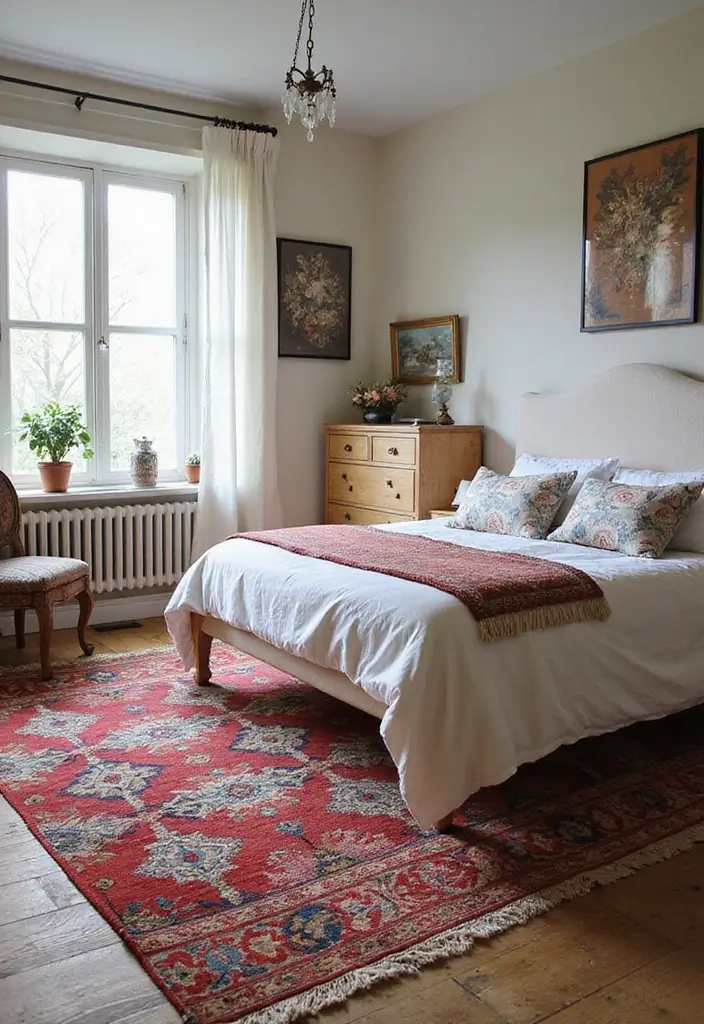 25+ Colourful Bedroom Ideas to Brighten Any Space - 14. Unique Rugs