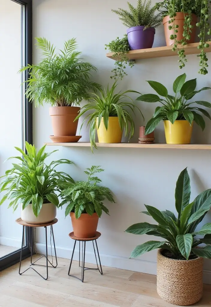 25+ Colourful Bedroom Ideas to Brighten Any Space - 16. Indoor Plants