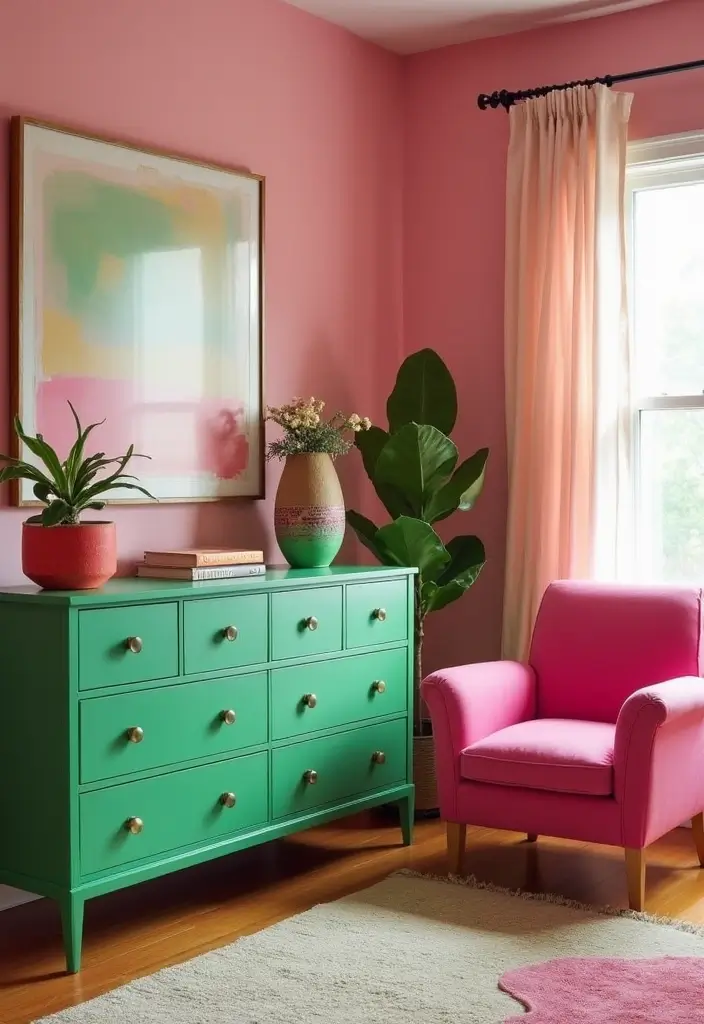 25+ Colourful Bedroom Ideas to Brighten Any Space - 5. Multi-Colored Furniture