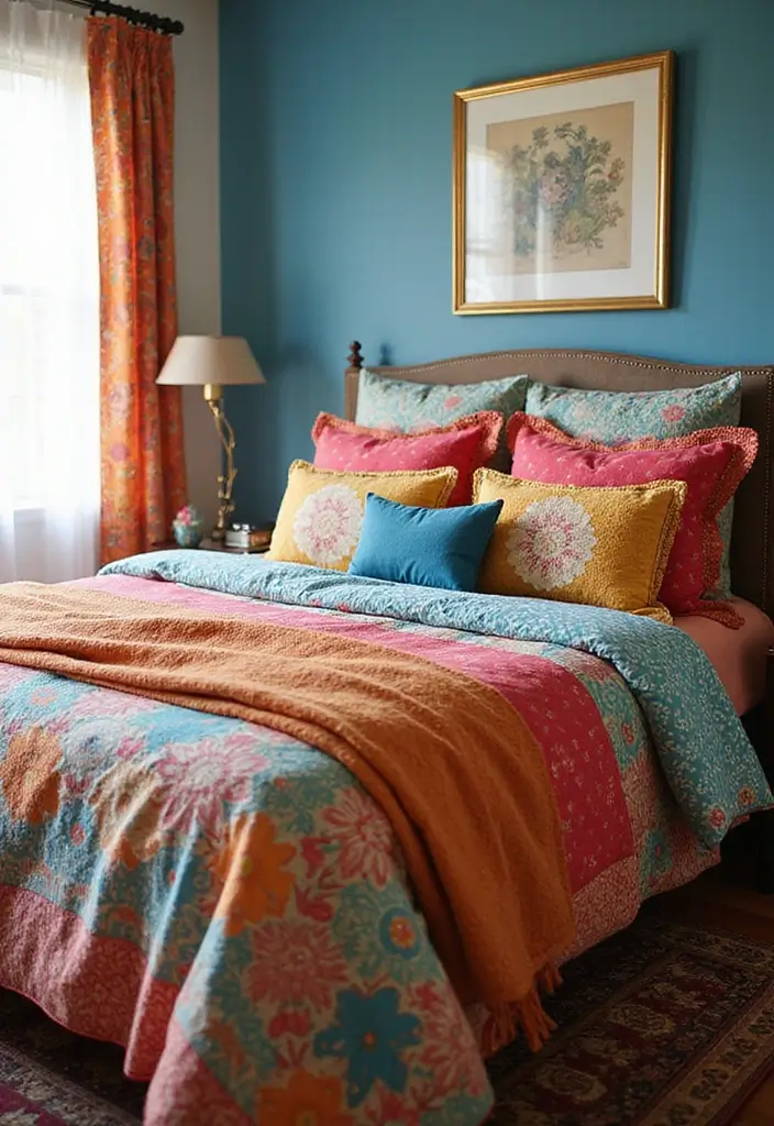 25+ Colourful Bedroom Ideas to Brighten Any Space - 8. Colorful Bedding