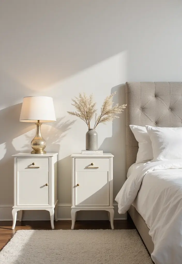 25+ Cream Bedroom Ideas for a Soft and Elegant Style 11 25+ Cream Bedroom Ideas for a Soft and Elegant Style - 11. Cream Bedside Tables