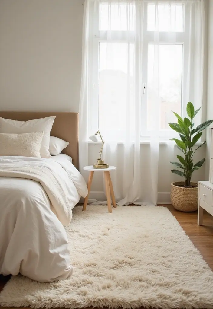 25+ Cream Bedroom Ideas for a Soft and Elegant Style 13 25+ Cream Bedroom Ideas for a Soft and Elegant Style - 13. Cream Rugs for Comfort