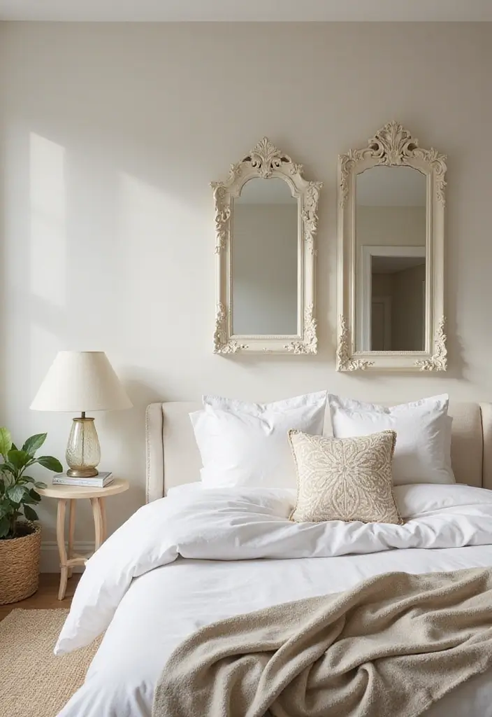 25+ Cream Bedroom Ideas for a Soft and Elegant Style 18 25+ Cream Bedroom Ideas for a Soft and Elegant Style - 18. Cream Mirrors for Elegance
