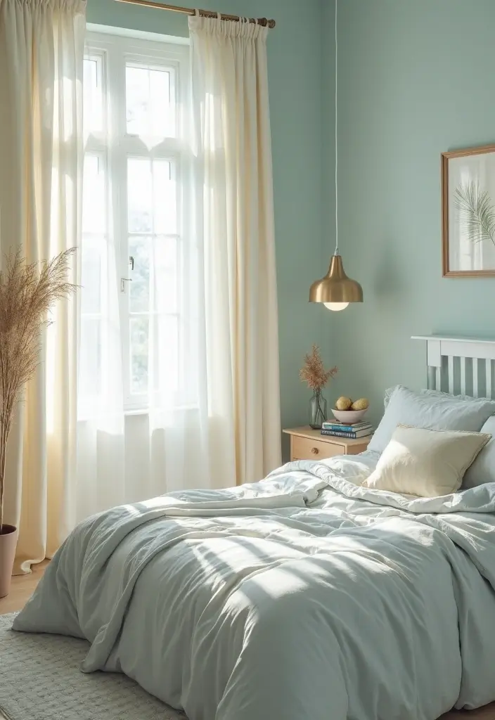 25+ Cream Bedroom Ideas for a Soft and Elegant Style 23 25+ Cream Bedroom Ideas for a Soft and Elegant Style - 23. Cream and Soft Blue Combination
