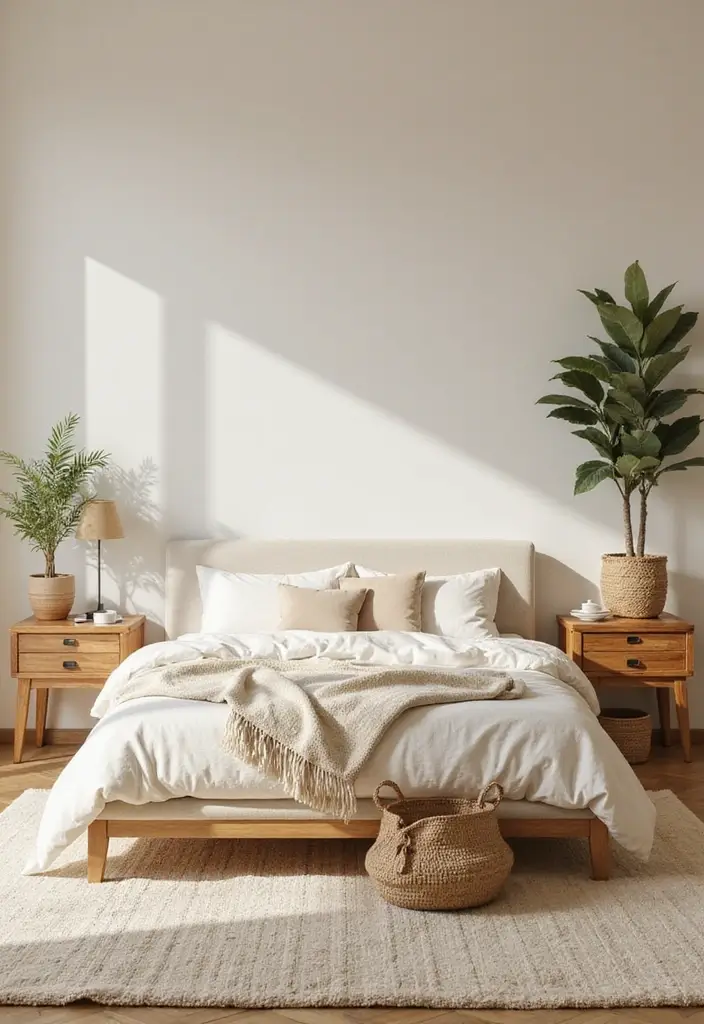 25+ Cream Bedroom Ideas for a Soft and Elegant Style 5 25+ Cream Bedroom Ideas for a Soft and Elegant Style - 5. Cream and Natural Wood Combo