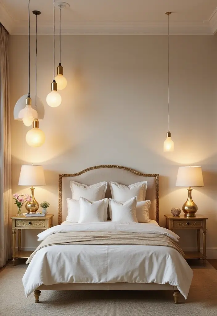 25+ Cream Bedroom Ideas for a Soft and Elegant Style 8 25+ Cream Bedroom Ideas for a Soft and Elegant Style - 8. Cream Bedroom Lighting