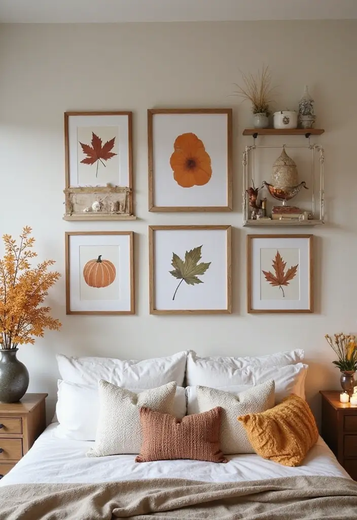 25+ Fall Bedroom Decor Ideas to Make Your Room Cozy - 18. Cozy Fall Wall Decor