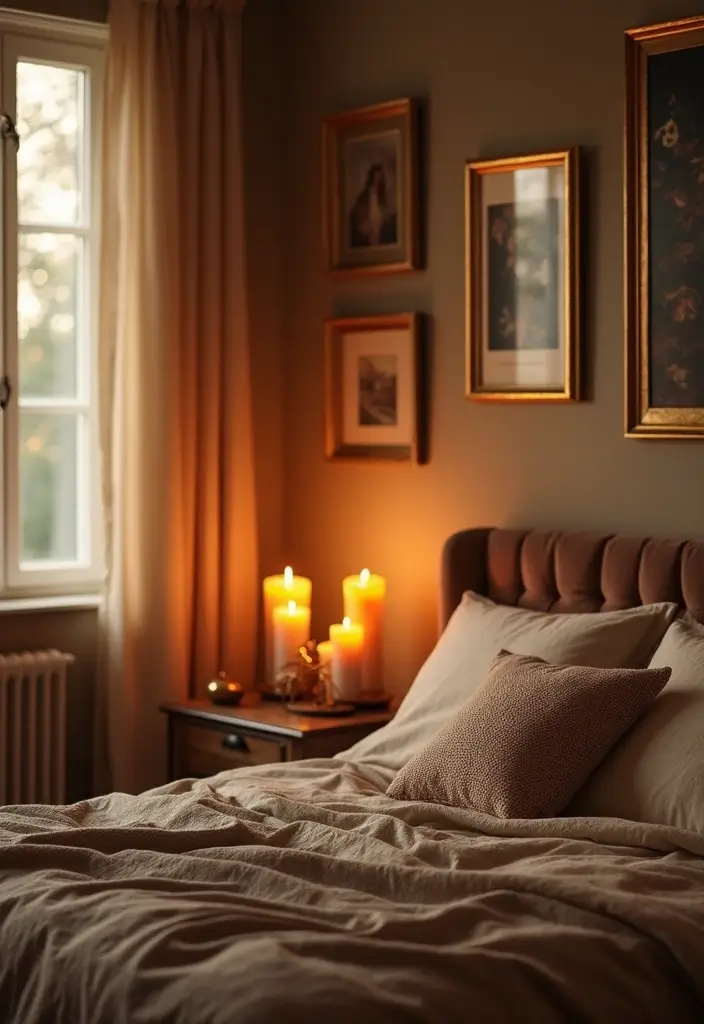 25+ Fall Bedroom Decor Ideas to Make Your Room Cozy - 21. Warm Metallic Accents