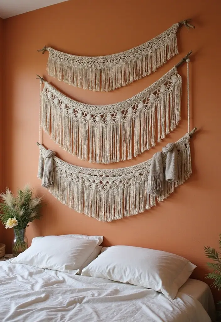 25+ Fall Bedroom Decor Ideas to Make Your Room Cozy - 7. Textured Wall Hangings
