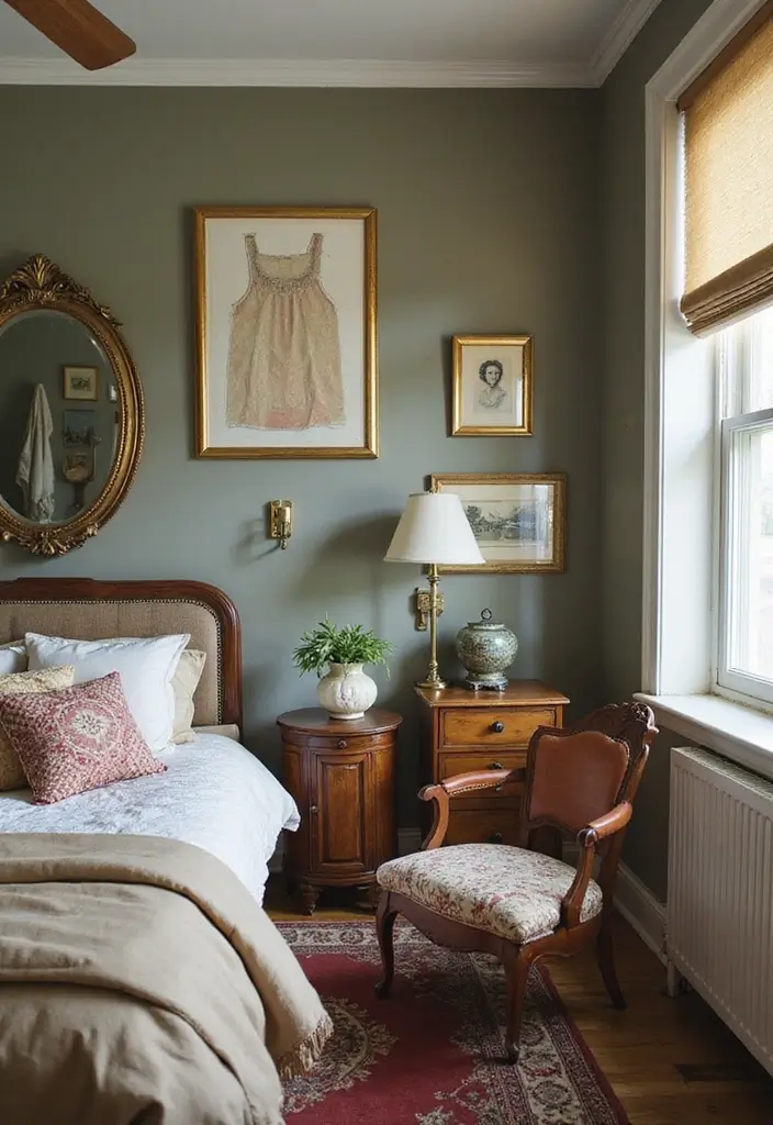 25+ Fall Bedroom Decor Ideas to Make Your Room Cozy - 8. Vintage Finds and Thrifted Treasures