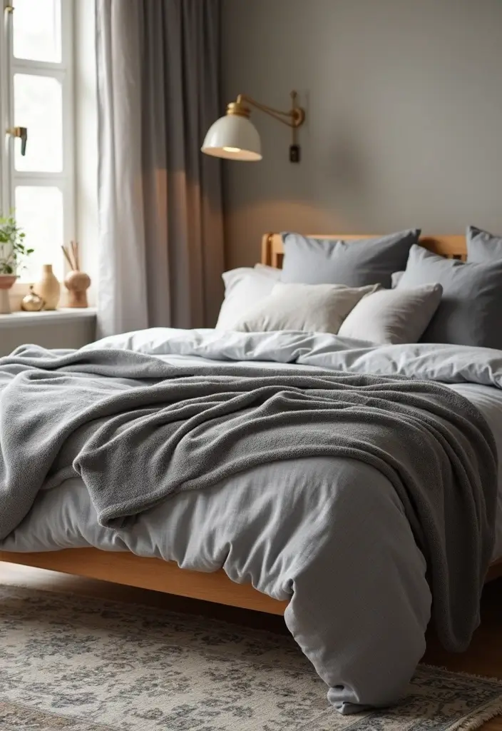 25+ Grey Bedroom Decor Ideas That Always Look Chic - 1. Soft Grey Textiles