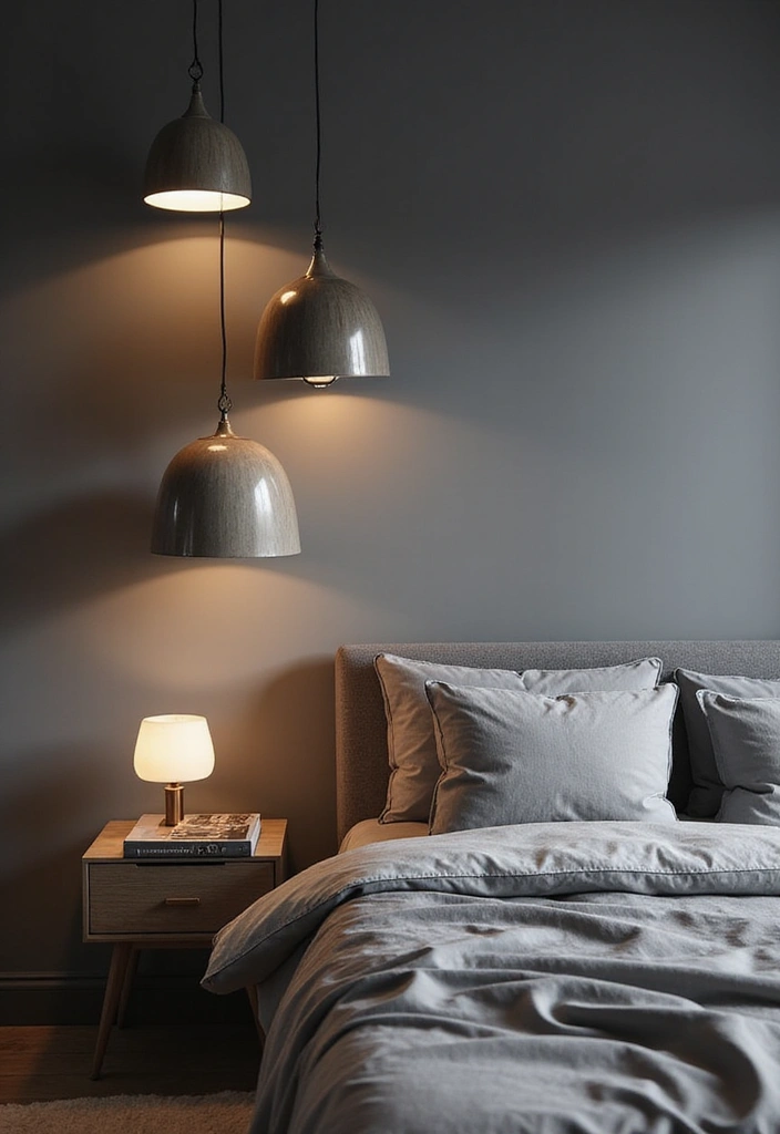 25+ Grey Bedroom Decor Ideas That Always Look Chic - 15. Calming Grey Lighting Fixtures