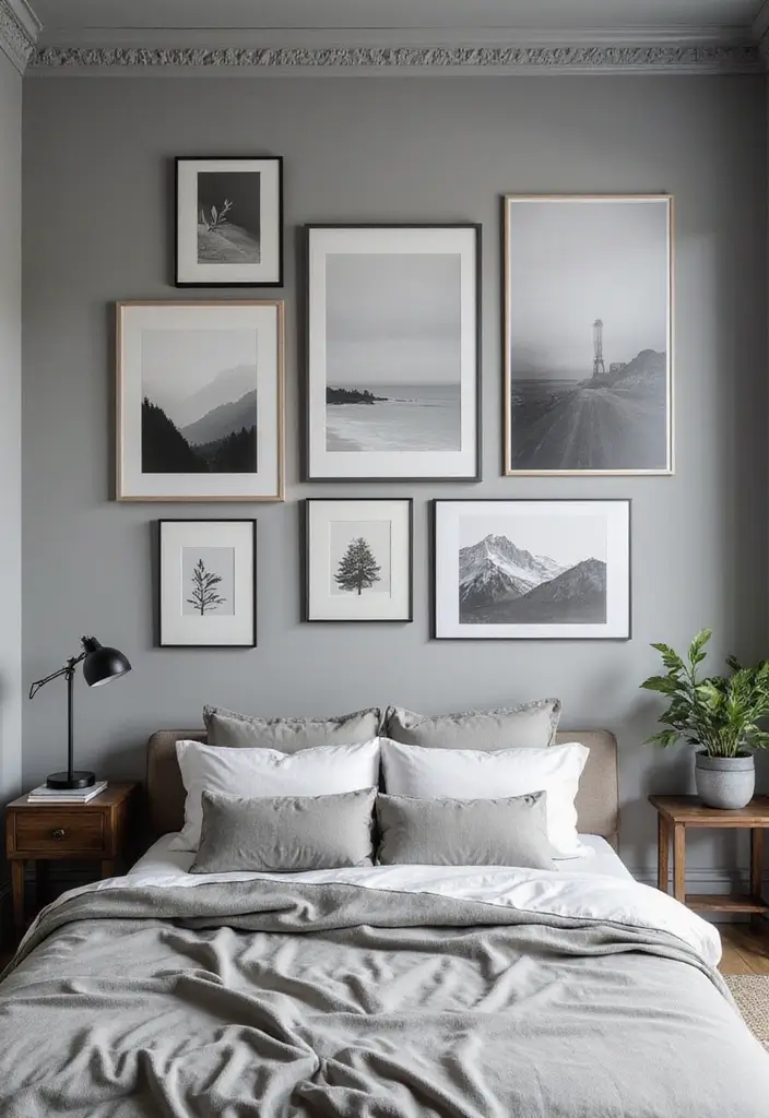 25+ Grey Bedroom Decor Ideas That Always Look Chic - 16. Grey-toned Artwork
