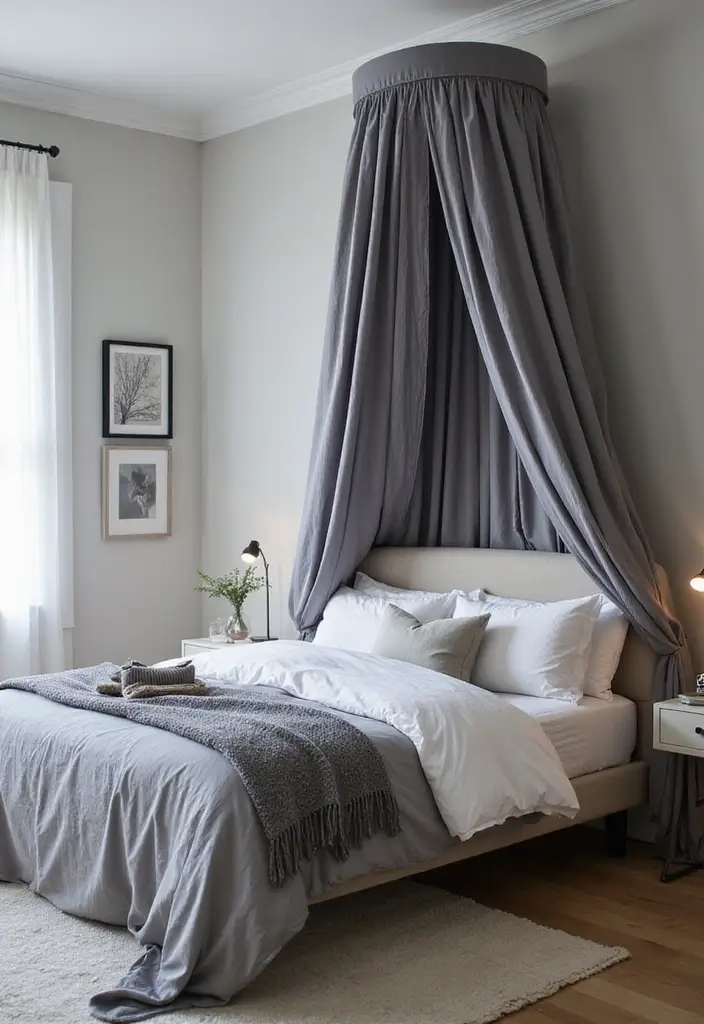 25+ Grey Bedroom Decor Ideas That Always Look Chic - 19. Grey Canopy Beds