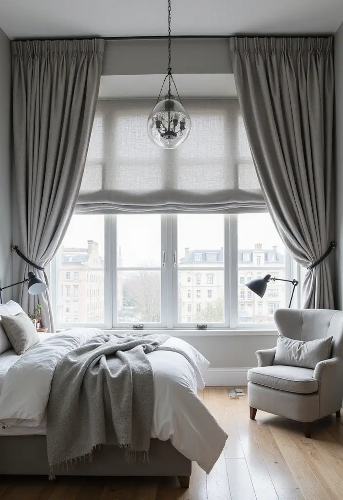 25+ Grey Bedroom Decor Ideas That Always Look Chic - 20. Grey Window Treatments