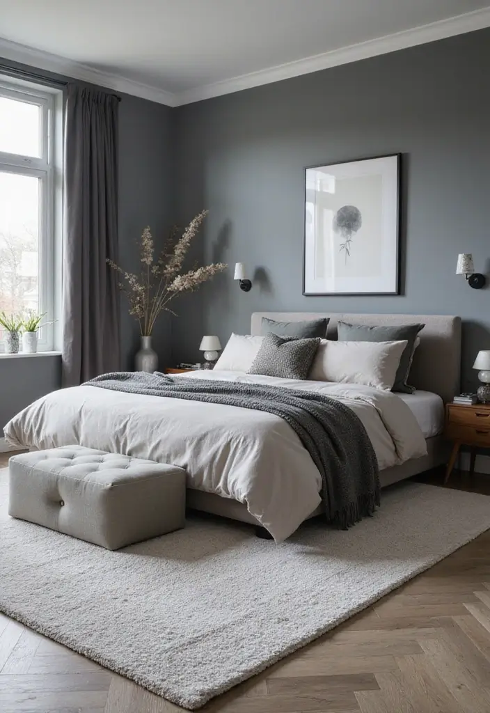 25+ Grey Bedroom Decor Ideas That Always Look Chic - 24. Grey Flooring Options