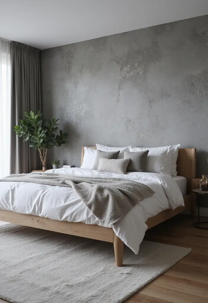 25+ Grey Bedroom Decor Ideas That Always Look Chic - 25. Grey Accent Walls with Texture