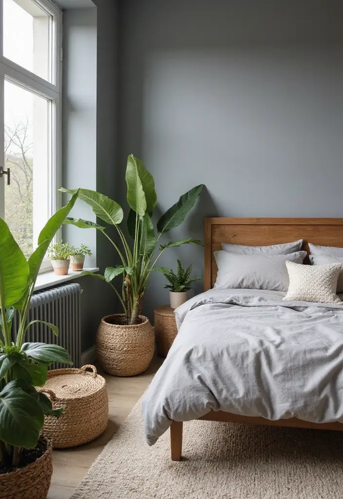 25+ Grey Bedroom Decor Ideas That Always Look Chic - 4. Accentuate with Natural Elements