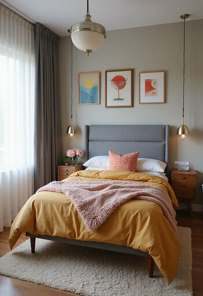 25+ Grey Headboard Bedroom Ideas That Upgrade Your Room 10 25+ Grey Headboard Bedroom Ideas That Upgrade Your Room - 10. Mid-Century Modern Appeal