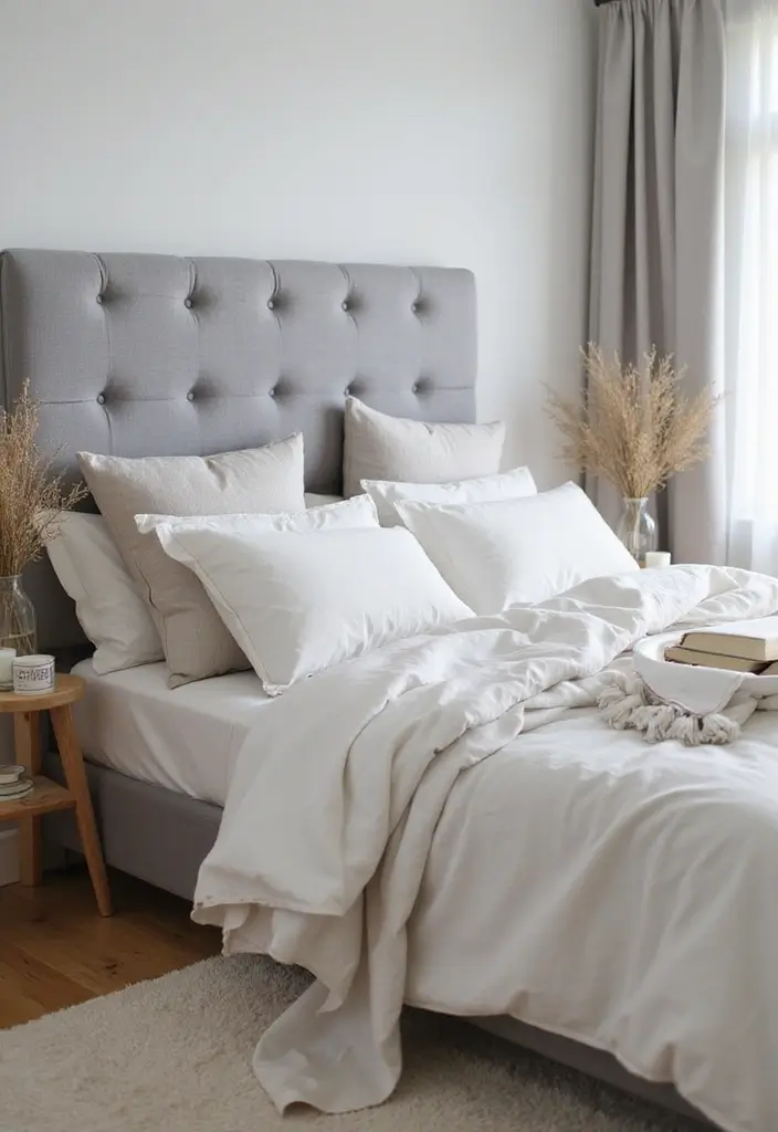 25+ Grey Headboard Bedroom Ideas That Upgrade Your Room 12 25+ Grey Headboard Bedroom Ideas That Upgrade Your Room - 12. Spa-Like Serenity