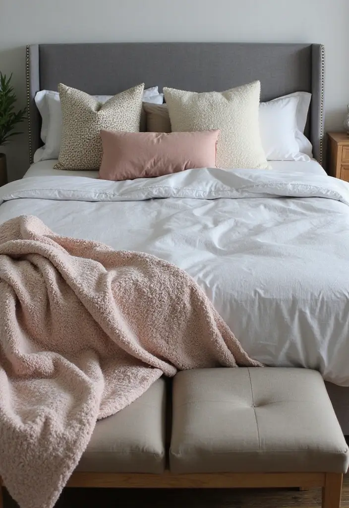25+ Grey Headboard Bedroom Ideas That Upgrade Your Room 18 25+ Grey Headboard Bedroom Ideas That Upgrade Your Room - 18. Layering with Grey