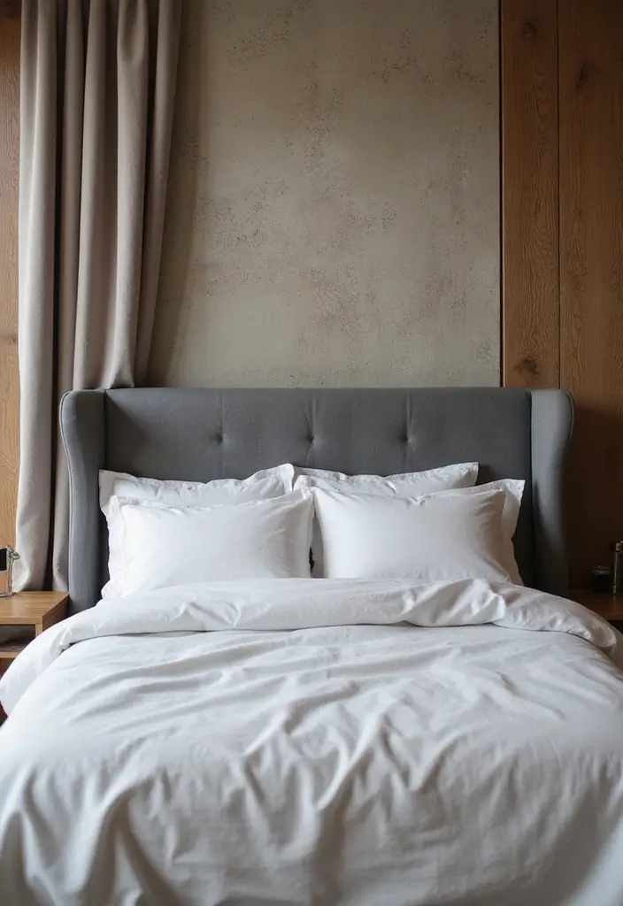 25+ Grey Headboard Bedroom Ideas That Upgrade Your Room 20 25+ Grey Headboard Bedroom Ideas That Upgrade Your Room - 20. Textured Backdrops