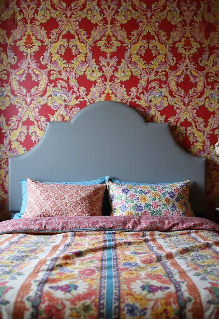 25+ Grey Headboard Bedroom Ideas That Upgrade Your Room 4 25+ Grey Headboard Bedroom Ideas That Upgrade Your Room - 4. Bold Patterns and Grey