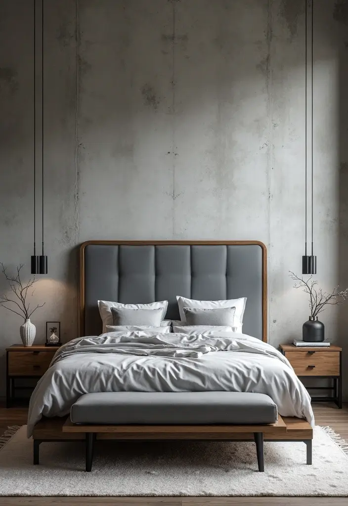 25+ Grey Headboard Bedroom Ideas That Upgrade Your Room 6 25+ Grey Headboard Bedroom Ideas That Upgrade Your Room - 6. Industrial Edge