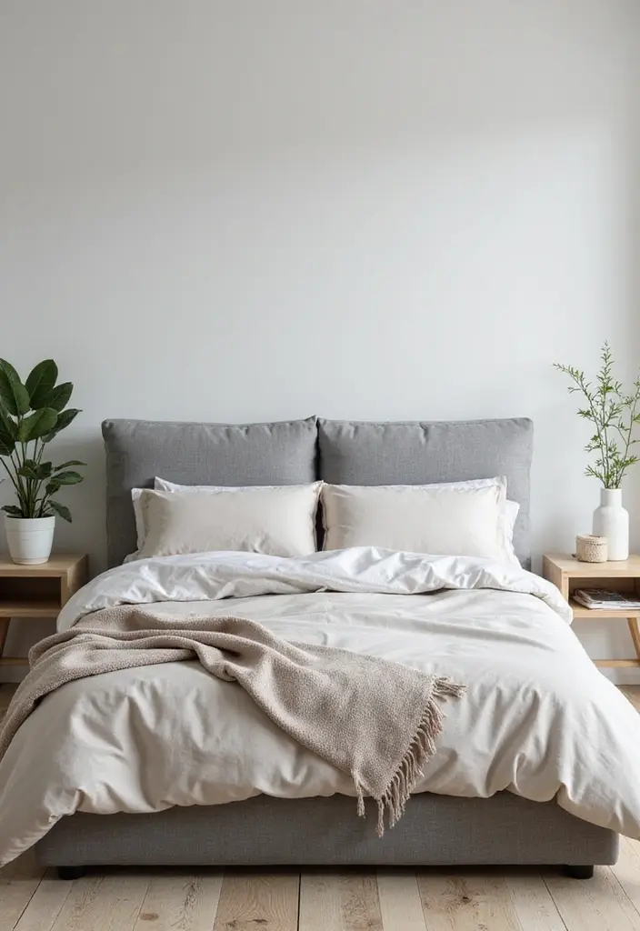 25+ Grey Headboard Bedroom Ideas That Upgrade Your Room 8 25+ Grey Headboard Bedroom Ideas That Upgrade Your Room - 8. Scandinavian Simplicity